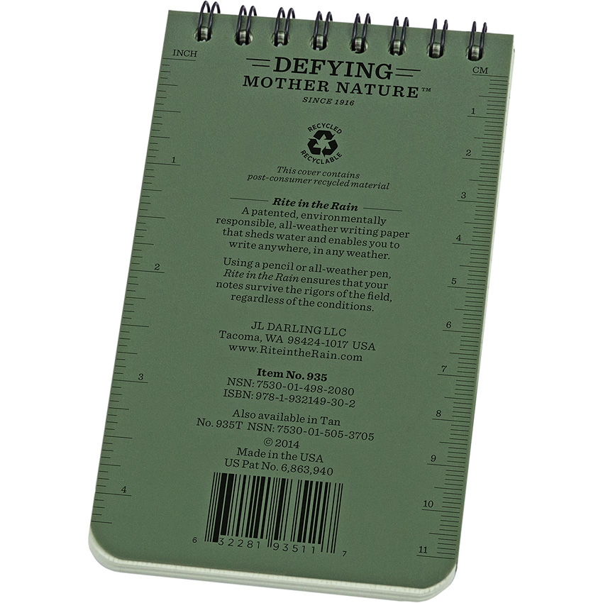 Водоустойчив бележник Rite in the Rain 3 x 5 Top Spiral Notebook 4