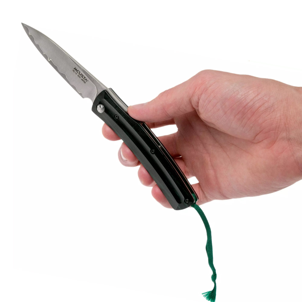Mcusta MC-193C Higonokami Friction Folder VG-10 Drop Point Black/Green Laminated Hardwood Handles 10