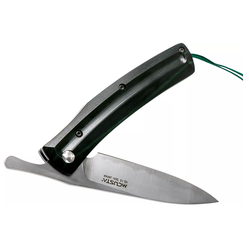 Mcusta MC-193C Higonokami Friction Folder VG-10 Drop Point Black/Green Laminated Hardwood Handles 5