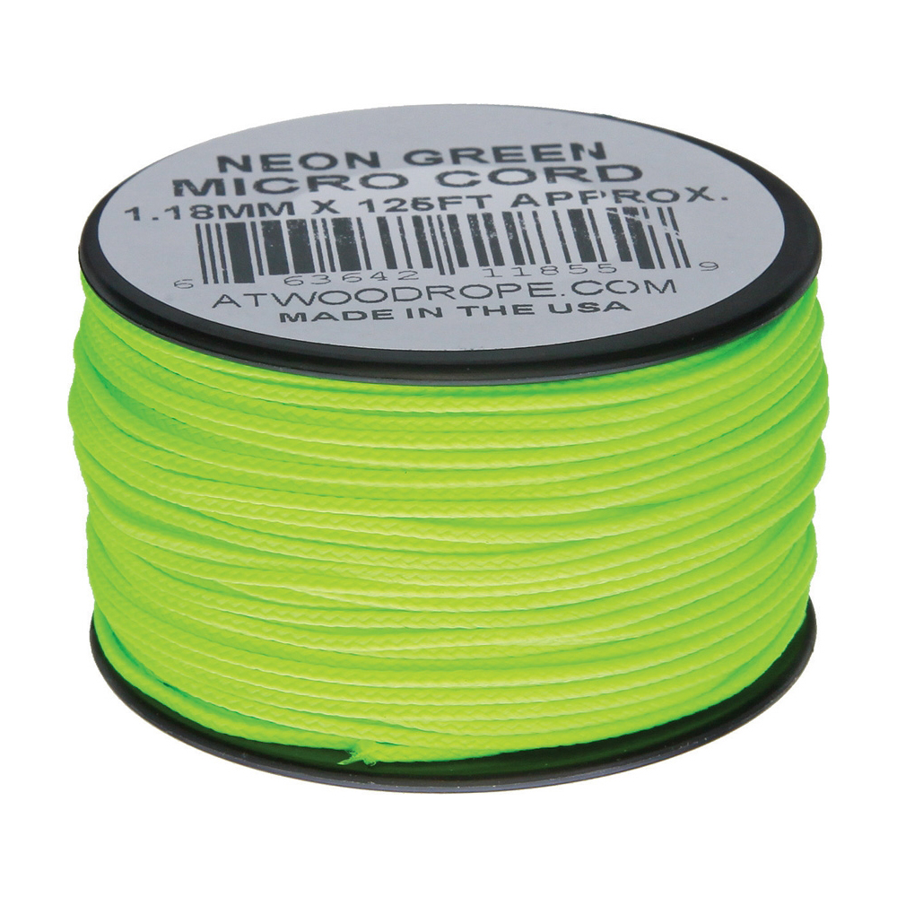 Плетено влакно Atwood Rope Micro Cord 125 ft Neon Green 1
