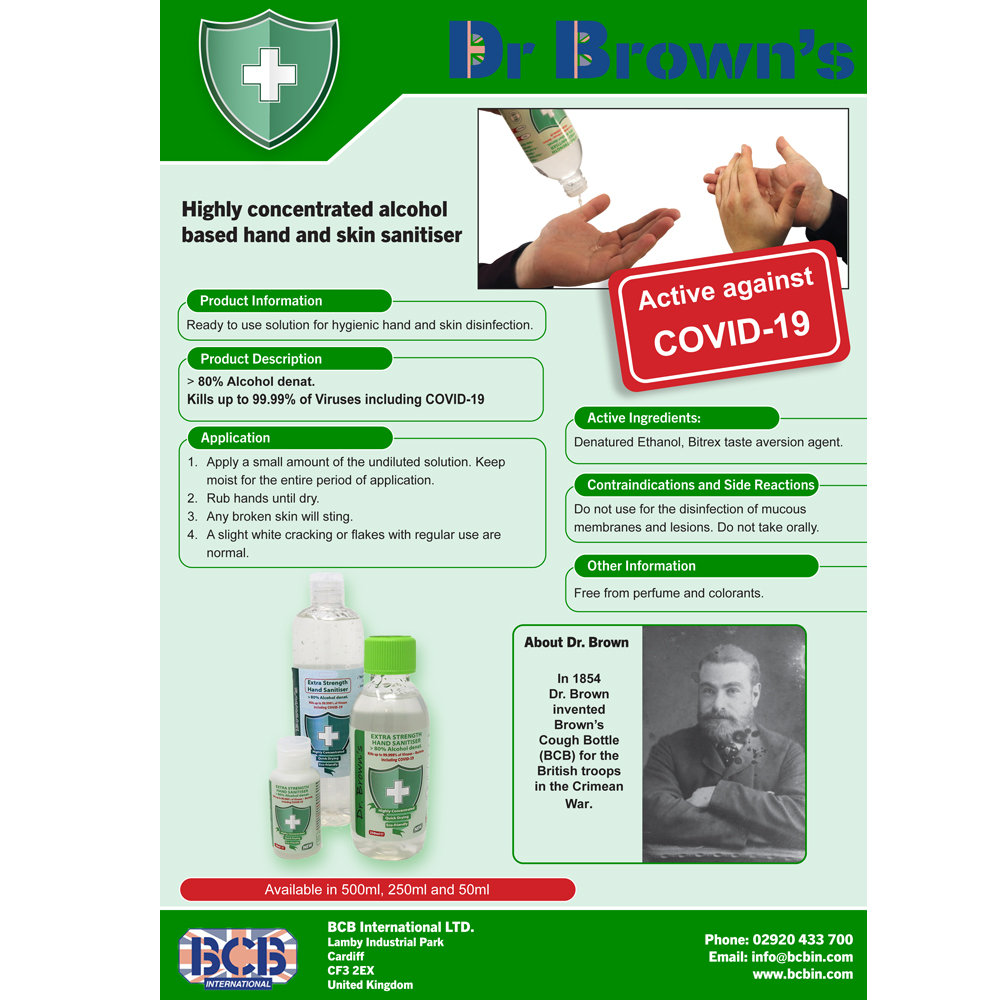 BCB гел дезинфектант Dr. Brown's Hand Sanitiser 250ml 2