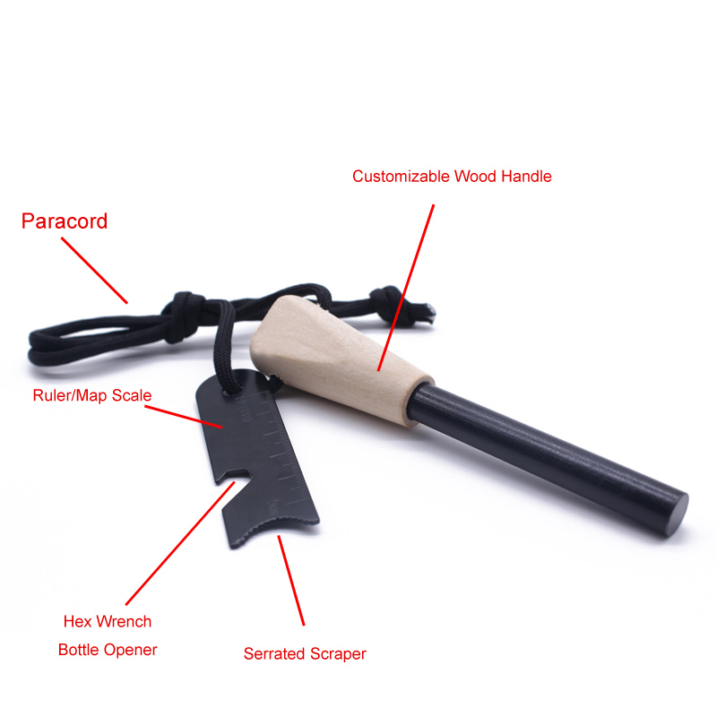 Ферородна запалка 10x70 с дървена дръжка и мулти страйкър 4