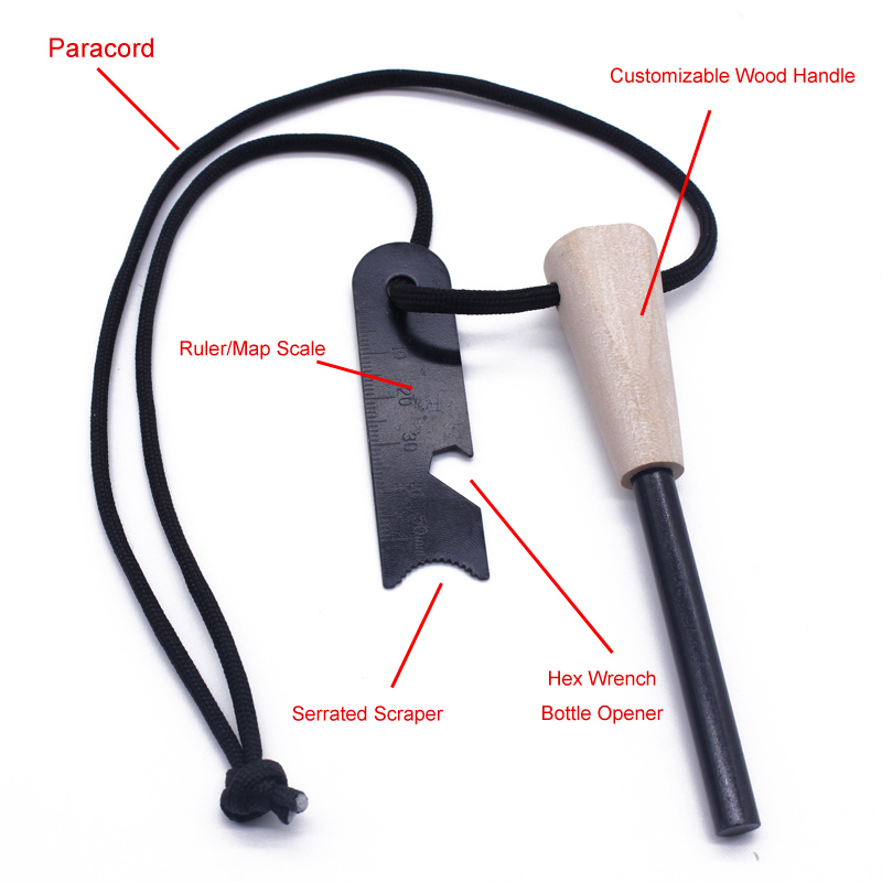 Ферородна запалка 8 x 70 с дървена дръжка и мулти страйкър 5