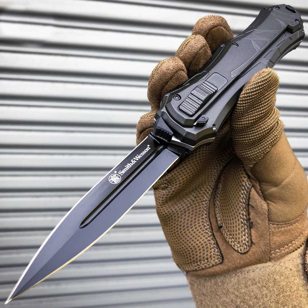 Smith &amp; Wesson SWOTF9B OTF Assisted Black Aluminum Handles 3