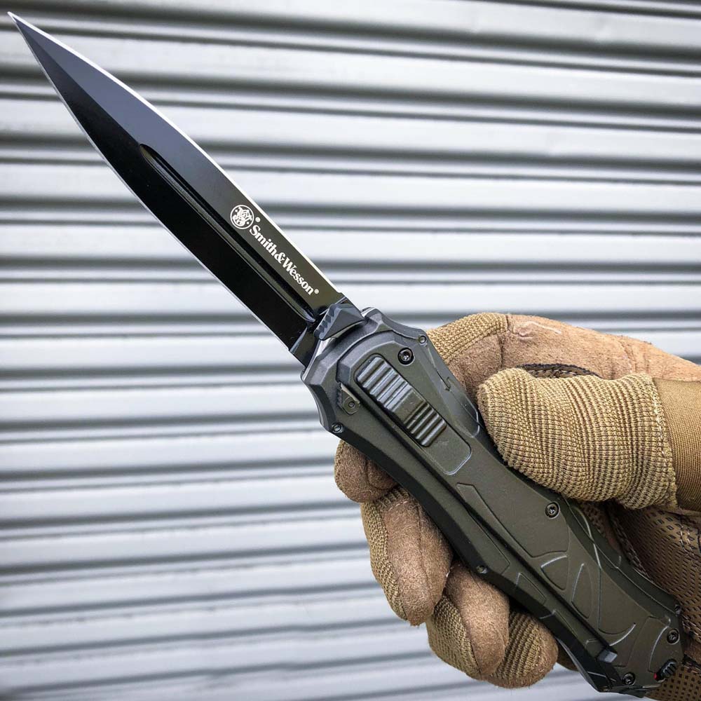 Smith &amp; Wesson SWOTF9B OTF Assisted Black Aluminum Handles 2