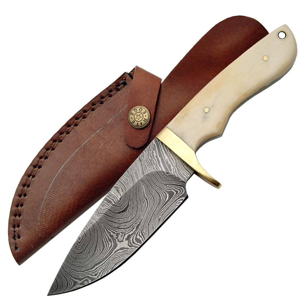 Damascus Fixed Blade Bone Handle  3
