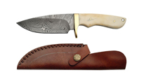 Damascus Fixed Blade Bone Handle 