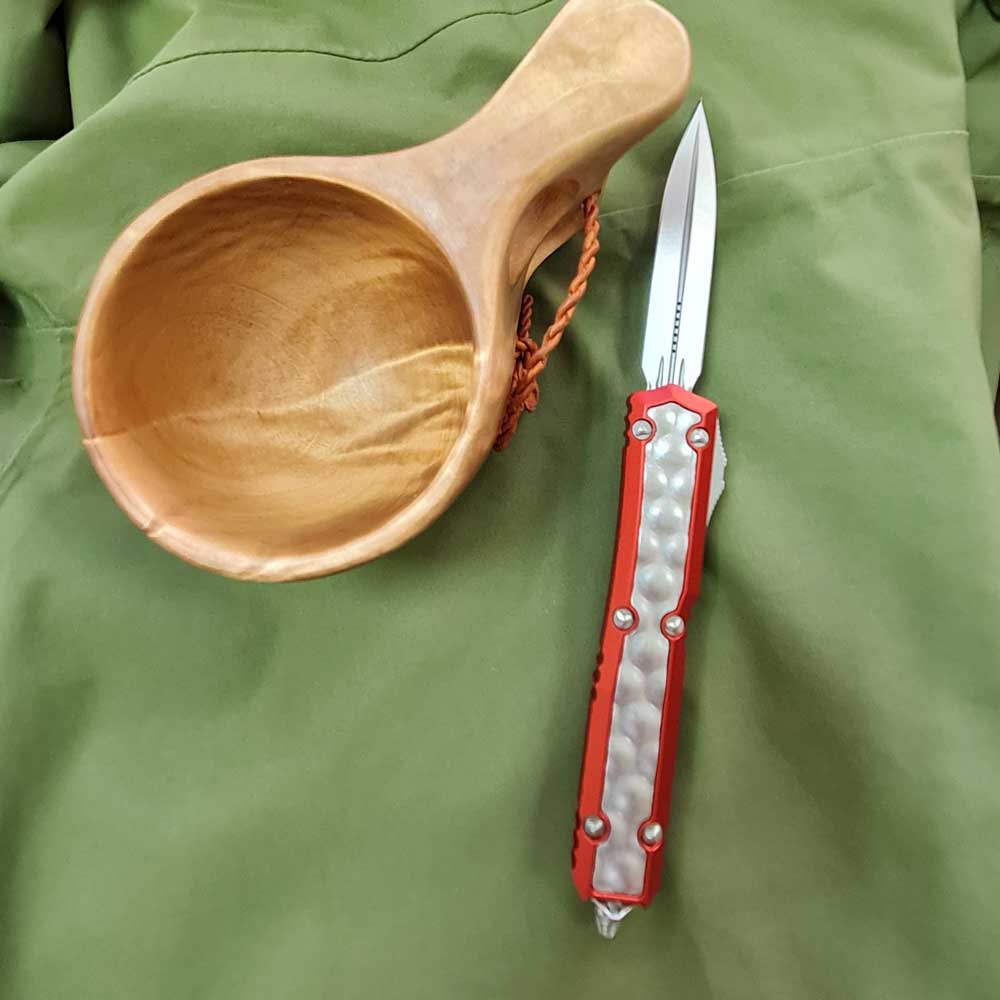 Microtech Makora D/E Ss OTF Automatic Knife Red Nikel Boron Inlay 20610RDBI 3