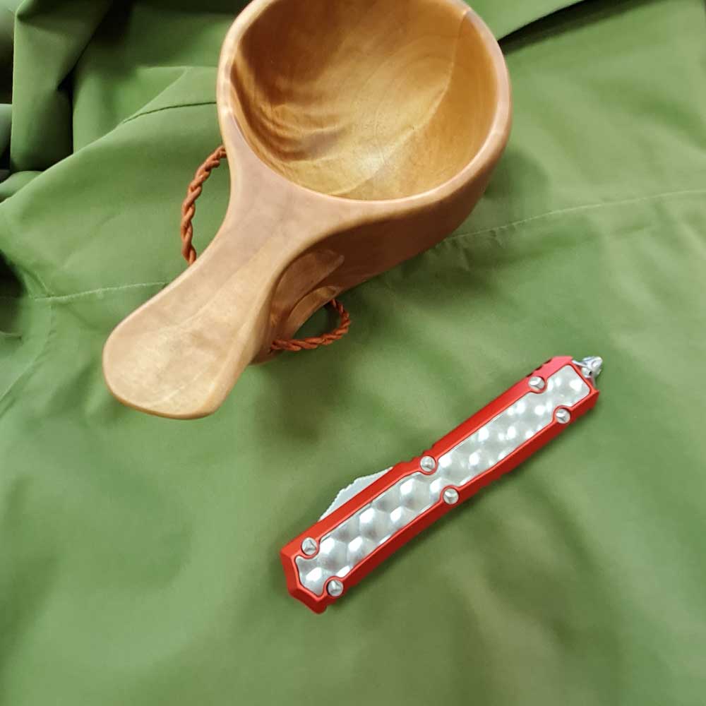 Microtech Makora D/E Ss OTF Automatic Knife Red Nikel Boron Inlay 20610RDBI 6