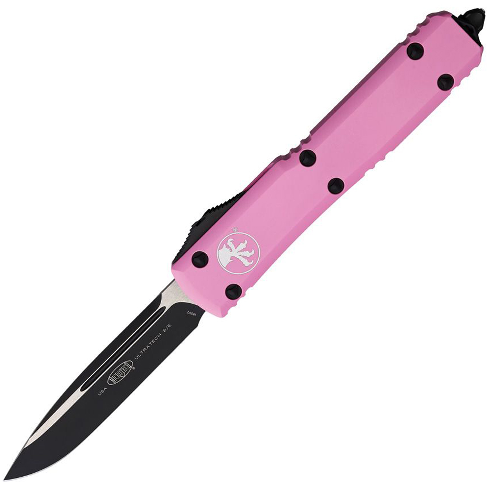 Microtech 121-1 BPK Ultratech S/E AUTO OTF Black Plain Pink Aluminum Handle 1