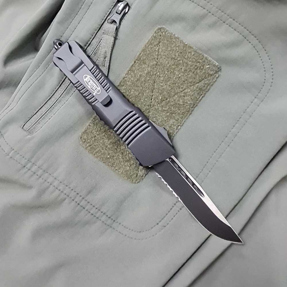 Microtech 143-2 T Combat Troodon S/E AUTO OTF Black Tactical Partial Serrated, Black Aluminum Handles 4