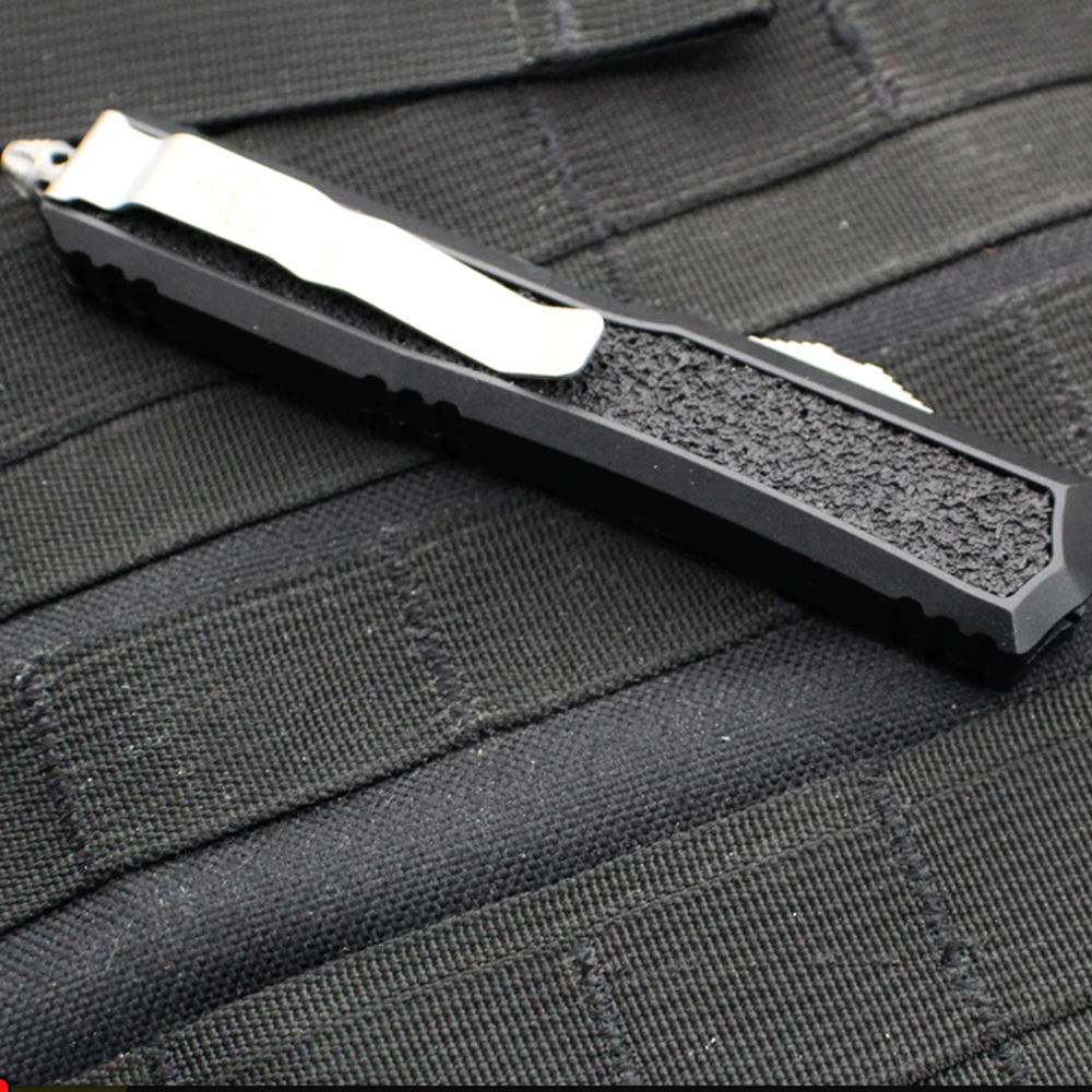 Microtech Makora D/E Ss OTF Automatic Knife Black Nikel Boron Inlay 20610APS 6