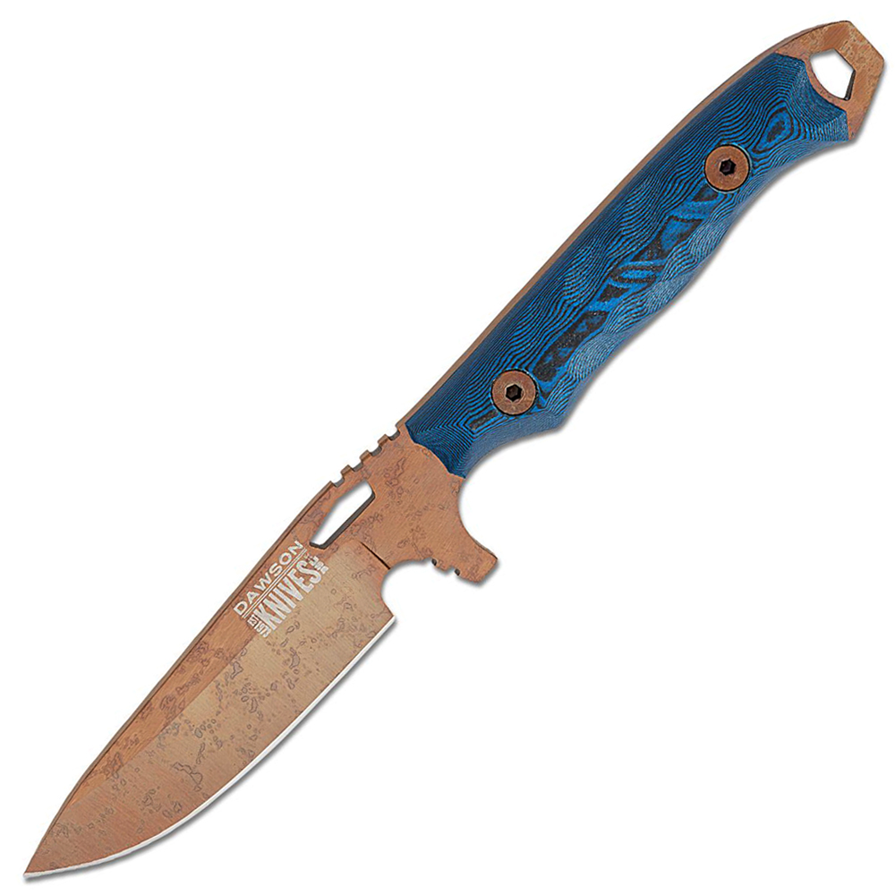 Dawson Smuggler CPM-MagnaCut Arizona Copper Scorched Earth Blue/Black G10 1