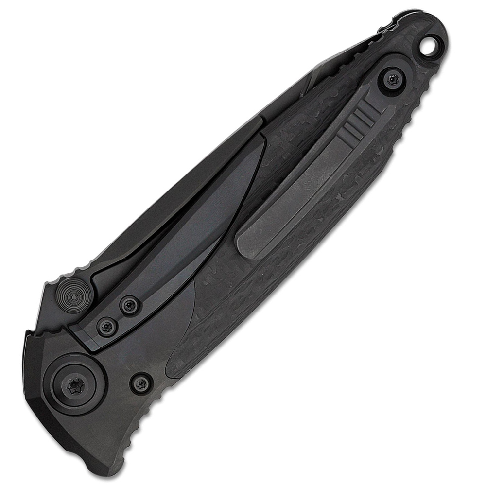 Microtech Socom Bravo M390 Black DLC Tanto Plain Black DLC Titanium Handles with Carbon Fiber Scales 261-1DLCT 4