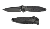Microtech Socom Bravo M390 Black DLC Tanto Plain Black DLC Titanium Handles with Carbon Fiber Scales 261-1DLCT