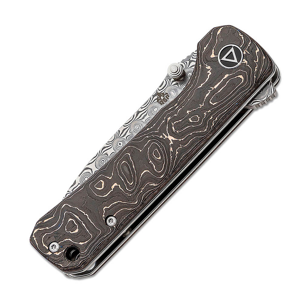 Сгъваем нож QSP HAWK DAMASCUS CARBON FIBER QS131-S Copper Foil 3