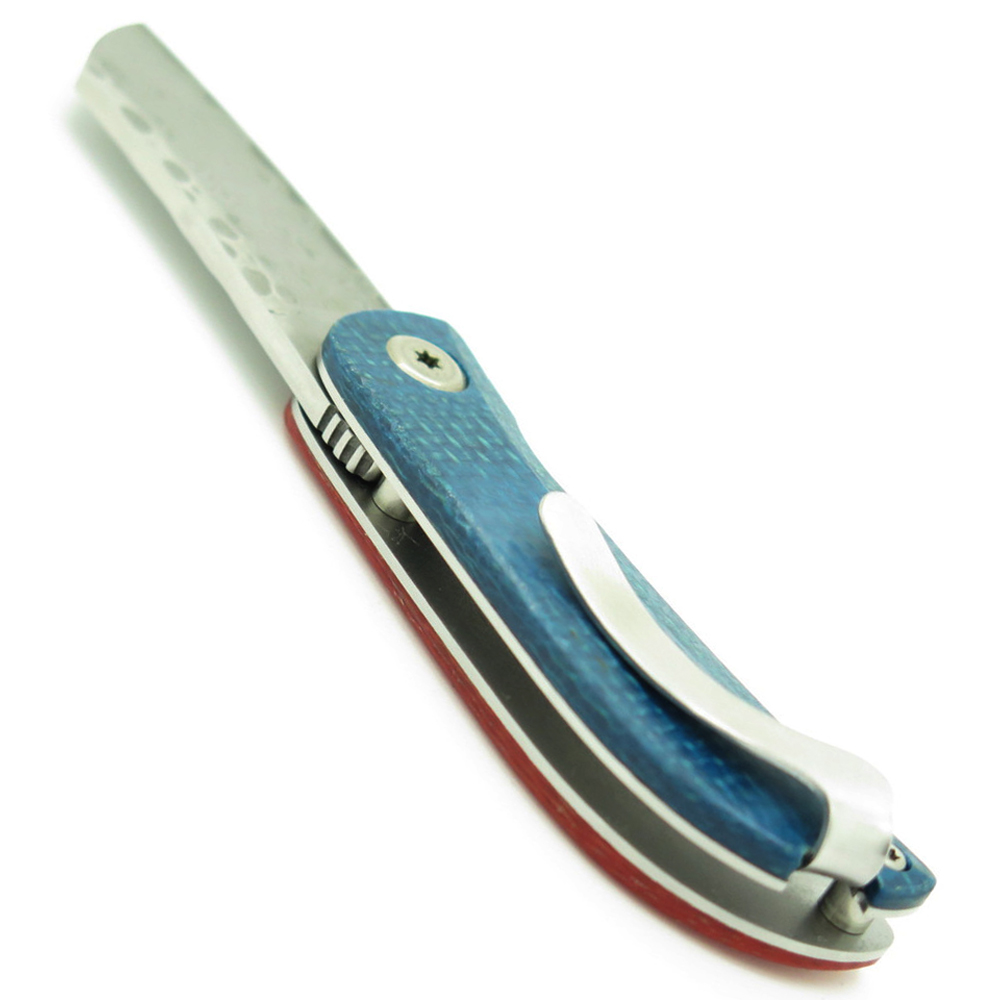 Mcusta MC-213D Petit VG-10 Core Damascus Orange/Blue Micarta 4