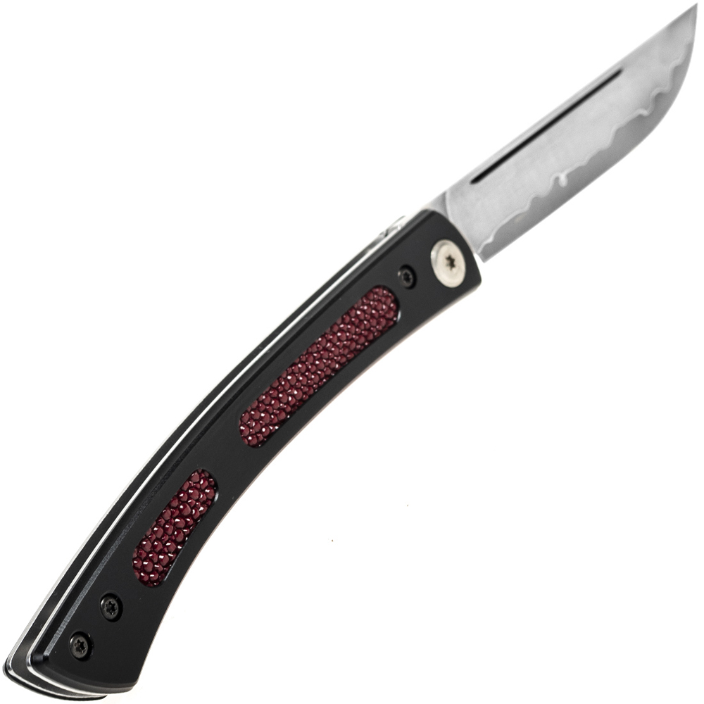 Mcusta MC-221R The Executive VG-10 Core Damascus Red Micarta Personal Folding Steak Knife 2