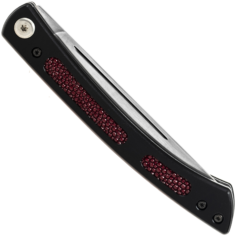 Mcusta MC-221R The Executive VG-10 Core Damascus Red Micarta Personal Folding Steak Knife 4