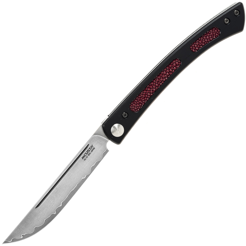Mcusta MC-221R The Executive VG-10 Core Damascus Red Micarta Personal Folding Steak Knife 1