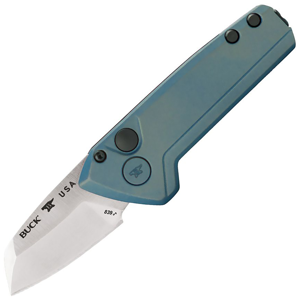 Buck 839 Mini Deploy AUTO Button Lock 154CM Blue Aluminum 1
