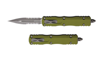 Microtech Auto Dirac D/E OTF AP OD Apocalyptic Double Edge Partially Serrated Dagger OD Green Aluminum