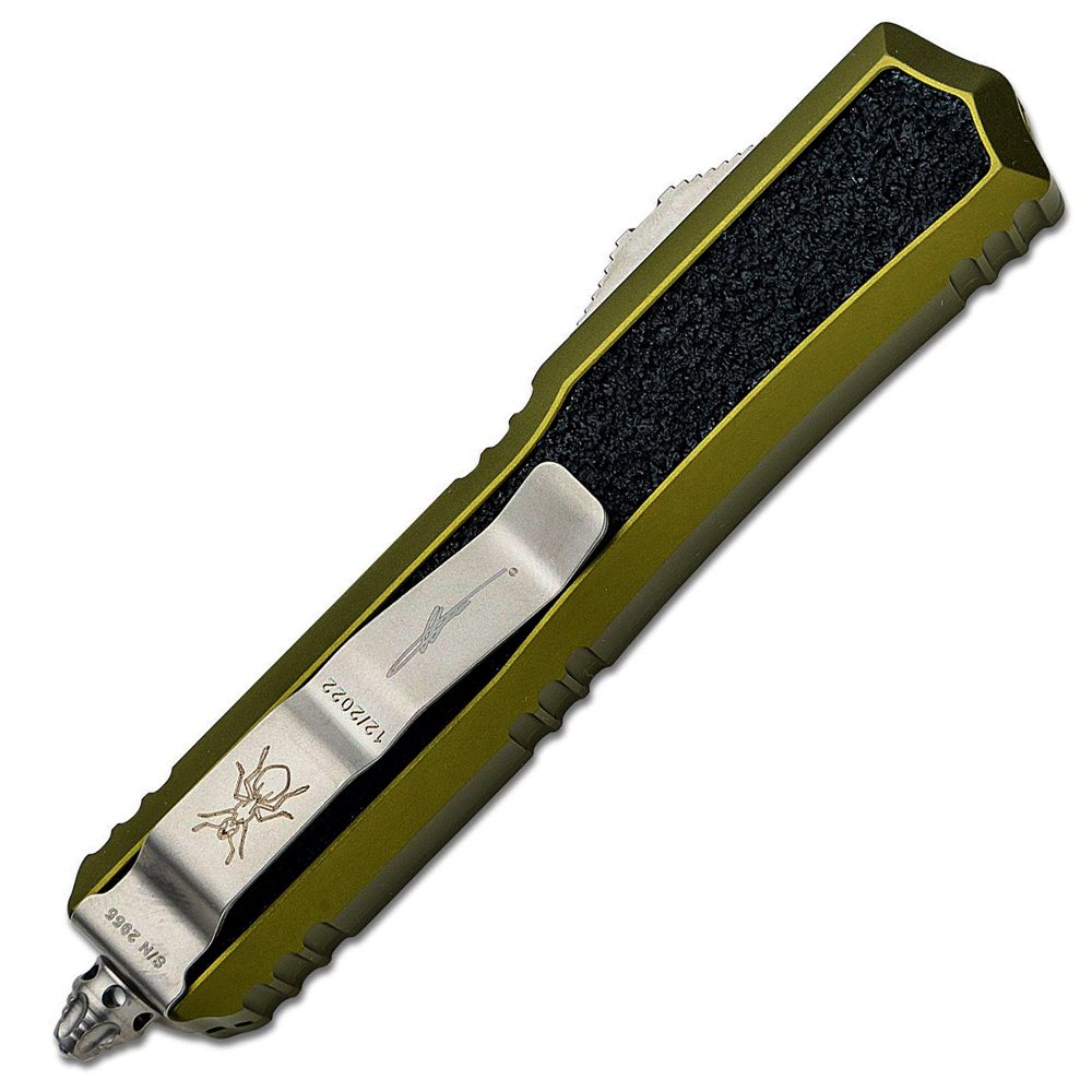 Microtech Makora D/E OTF MCT20610ODS Stonewashed Double Edge Dagger OD Green Aluminum Handles with Black Traction Inlays 4