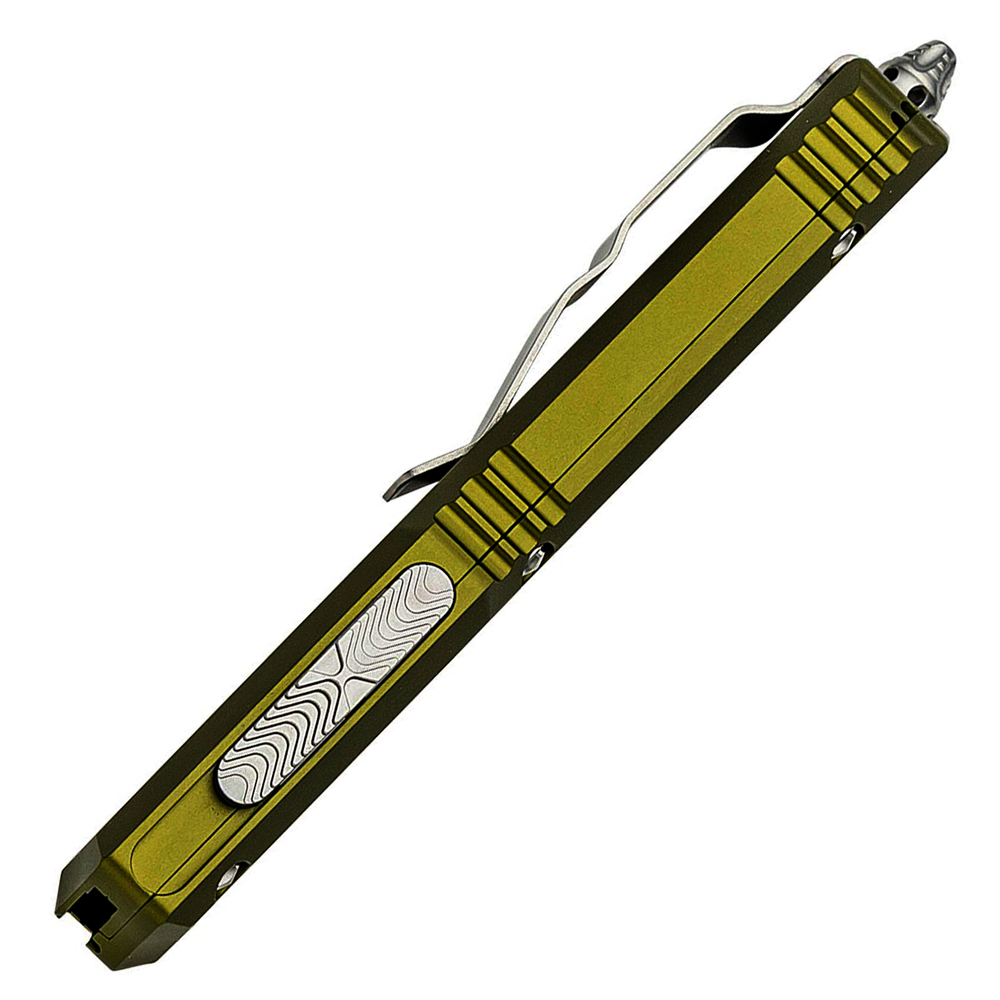 Microtech Makora D/E OTF MCT20610ODS Stonewashed Double Edge Dagger OD Green Aluminum Handles with Black Traction Inlays 5