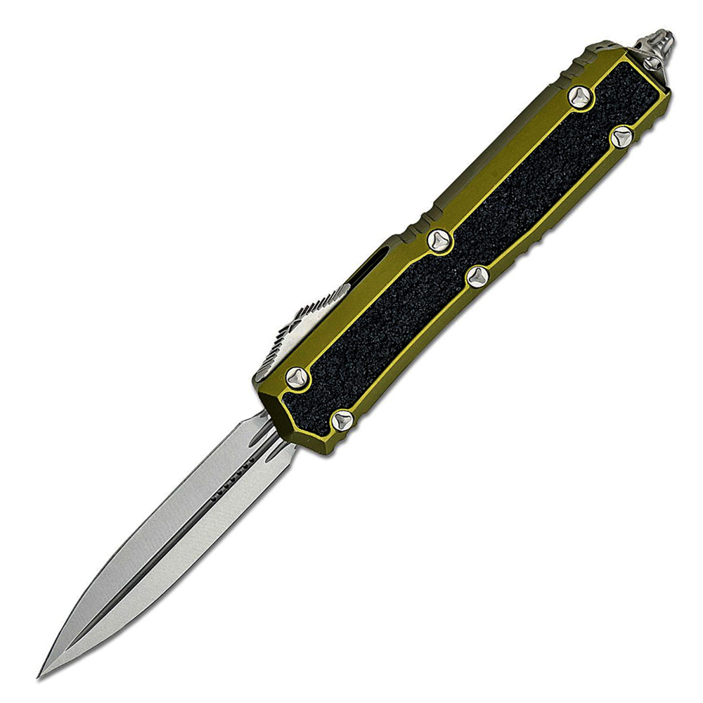 Microtech Makora D/E OTF MCT20610ODS Stonewashed Double Edge Dagger OD Green Aluminum Handles with Black Traction Inlays 1