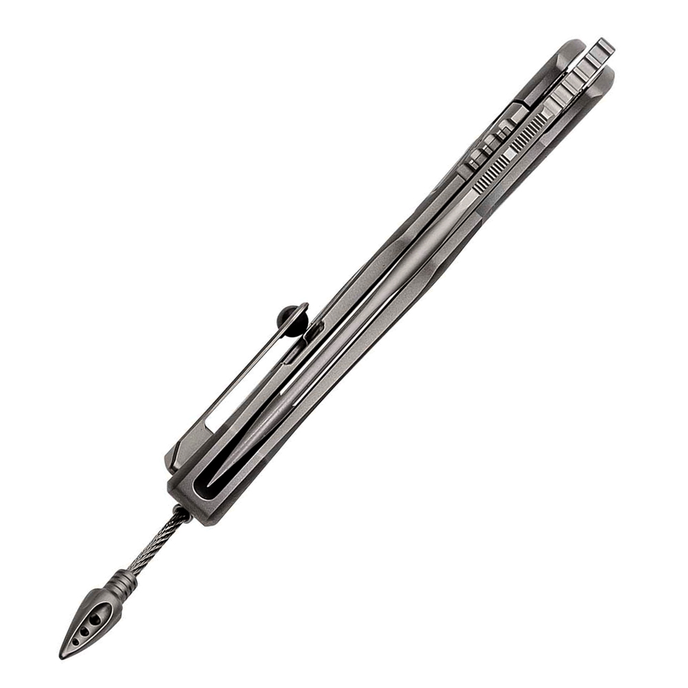 Microtech Anax M390 Blasted Drop Point Blade MCT190C7CFITI 6