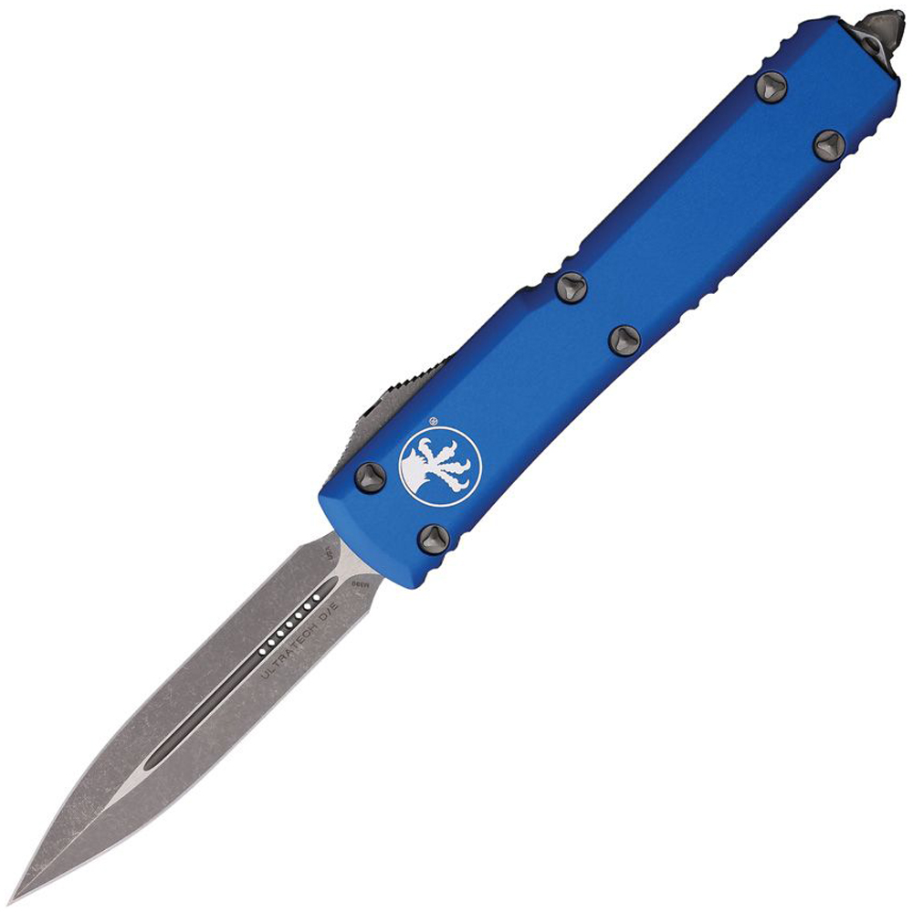 Microtech Ultratech AUTO OTF Apocalyptic Double Edge Dagger Blue Aluminum MCT12210APB 1