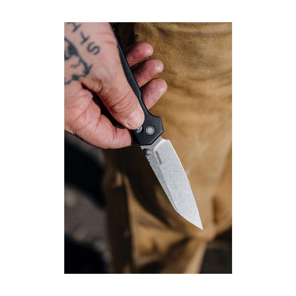 Kershaw 2038R Iridium DuraLock KVT D2 Stonewashed Reverse Tanto Black Aluminum  10