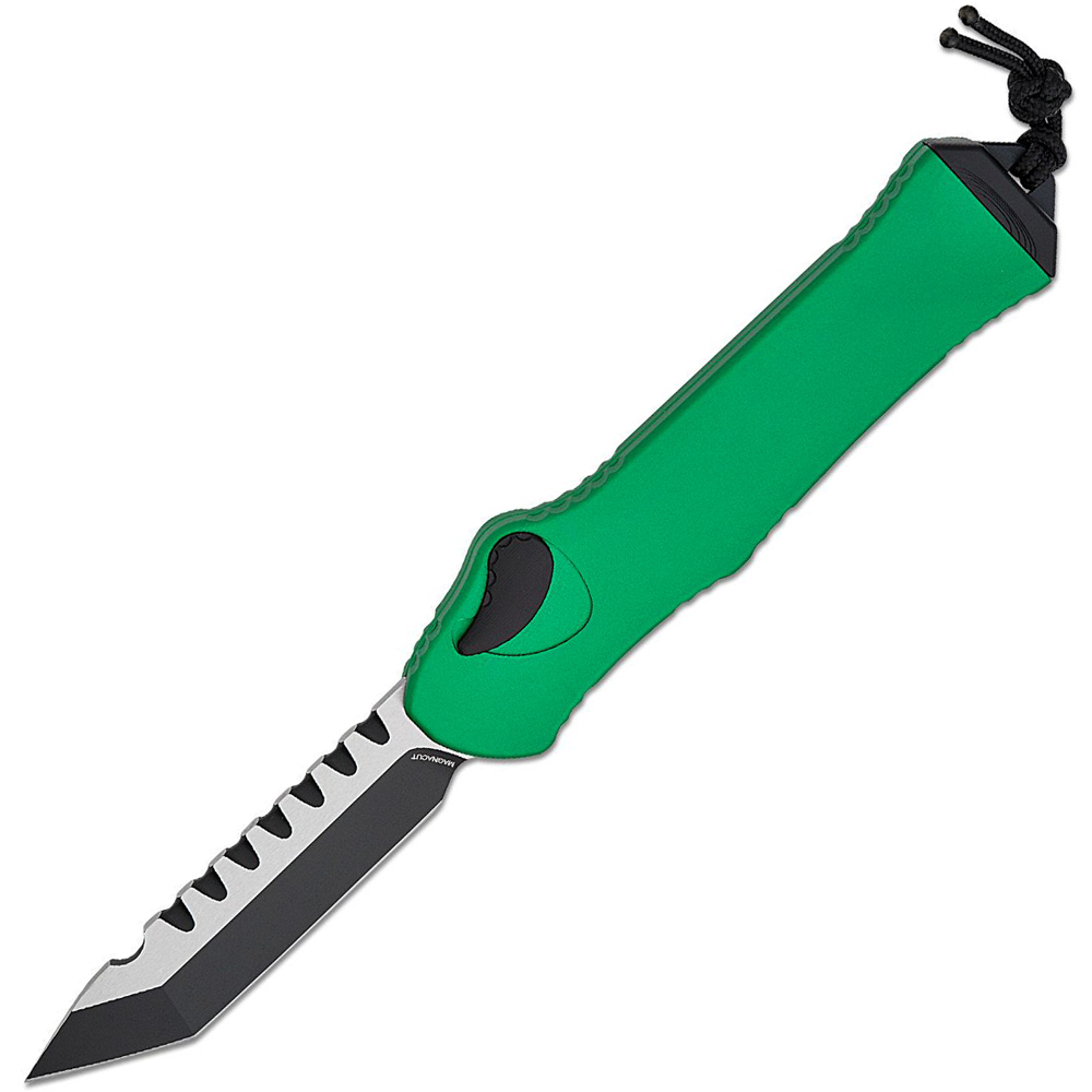 Heretic Knives Hydra OTF Auto CPM-MagnaCut Black DLC Two-Tone Tanto Toxic Green Aluminum H00611ATXGR 1