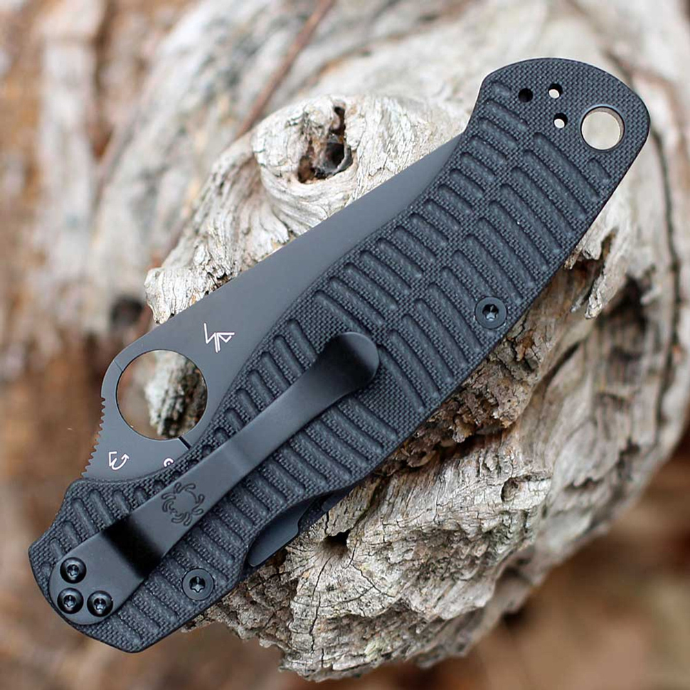 Spyderco Para Military 2 Salt MagnaCut Black G-10 Handle Black Blade 81GMCBKP2 5