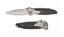 Microtech Socom Bravo Mini M390 Blasted Clip Point Serrated Blade Bolstered Titanium Handles with Carbon Fiber Scales 260M-9CFTI