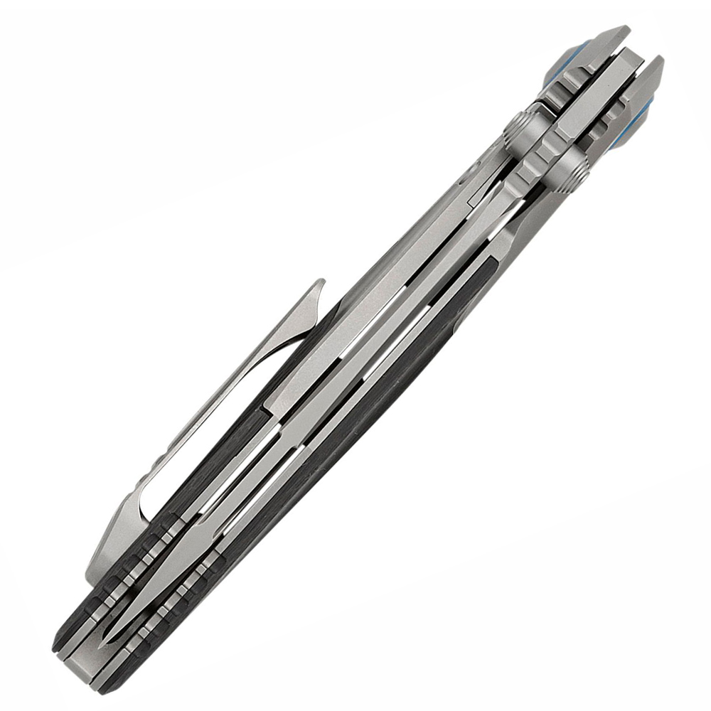 Microtech Socom Bravo Mini M390 Blasted Tanto Plain Blade Bolstered Titanium Handles with Carbon Fiber Scales 261M-7CFTI 5