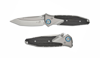 Microtech Socom Bravo Mini M390 Blasted Tanto Plain Blade Bolstered Titanium Handles with Carbon Fiber Scales 261M-7CFTI