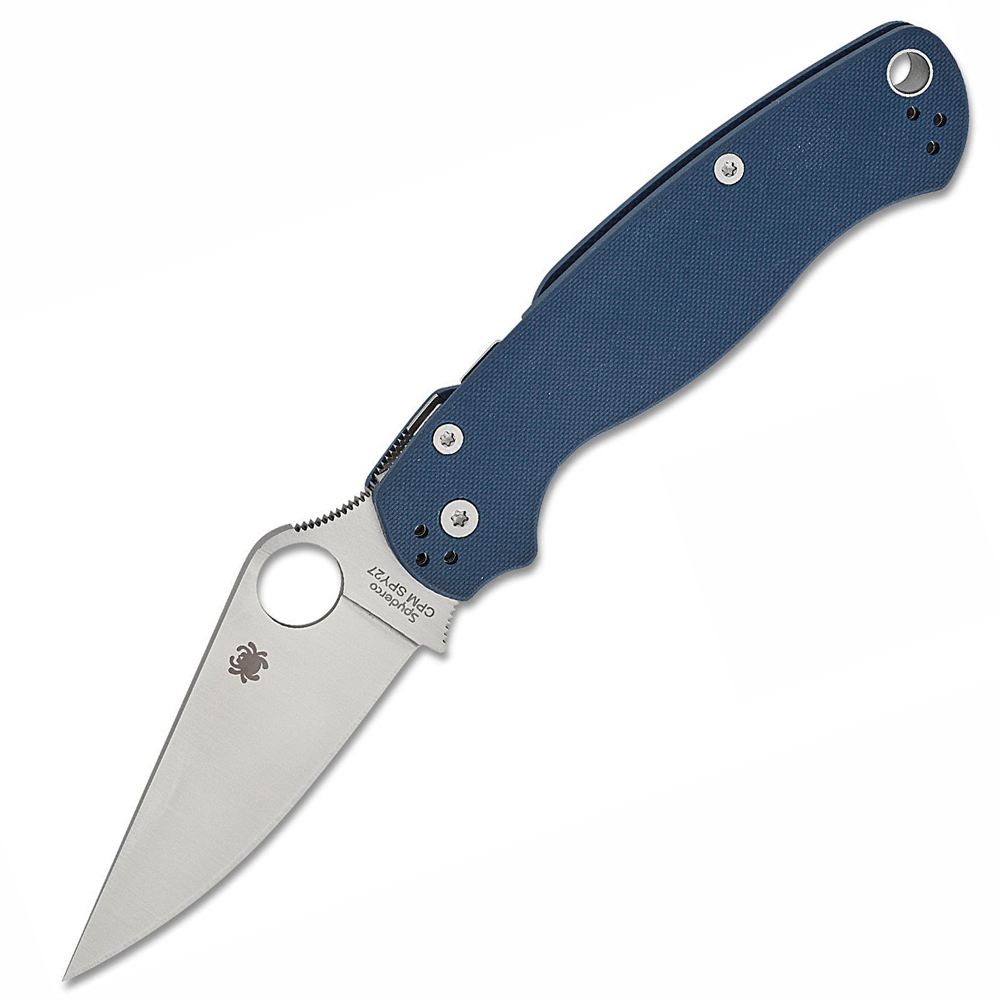 Spyderco Para Military 2 CPM-SPY27 Satin Plain G10 Cobalt Blue C81GPCBL2 1
