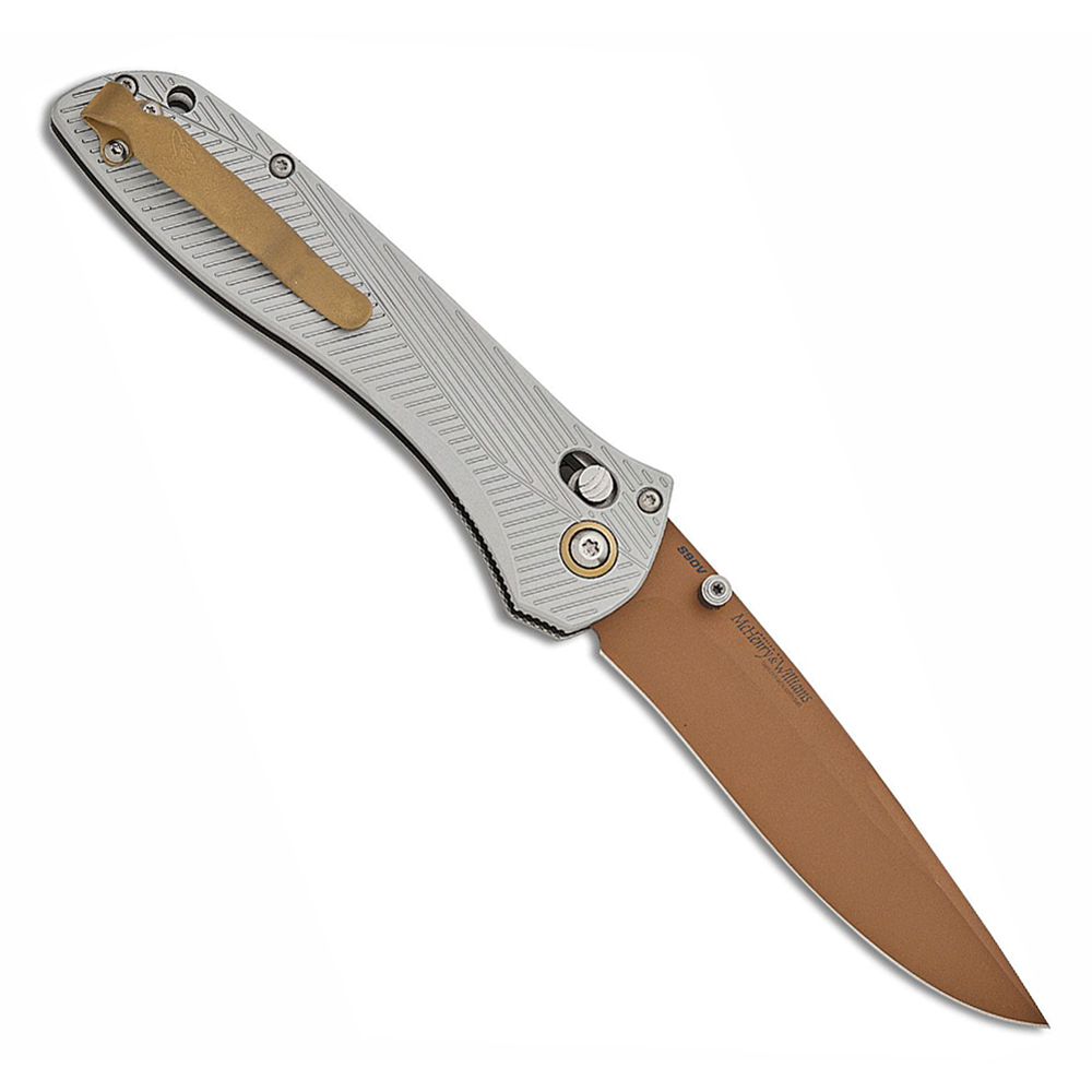 Benchmade 710FE-24 McHenry &amp; Williams Seven / Ten CPM-S90V Flat Earth Gray Aluminum  2