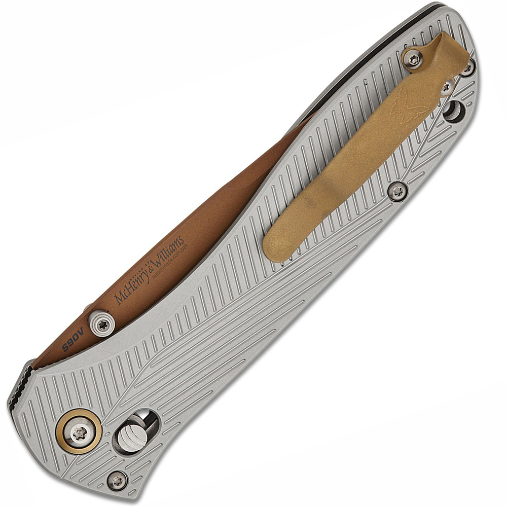 Benchmade 710FE-24 McHenry &amp; Williams Seven / Ten CPM-S90V Flat Earth Gray Aluminum  4