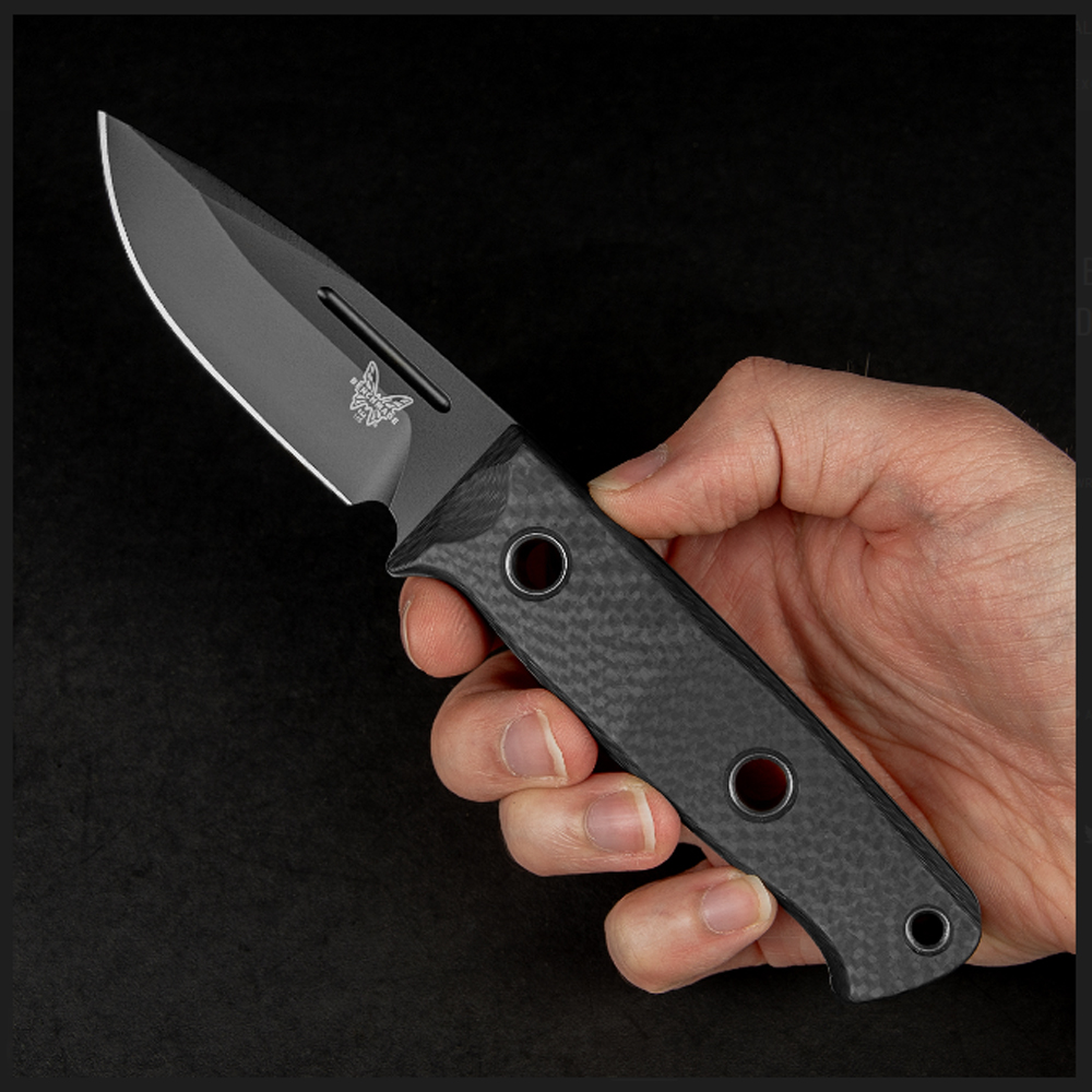 Benchmade Mini Bushcrafter CPM-CruWear Black Carbon Fiber 165BK 9