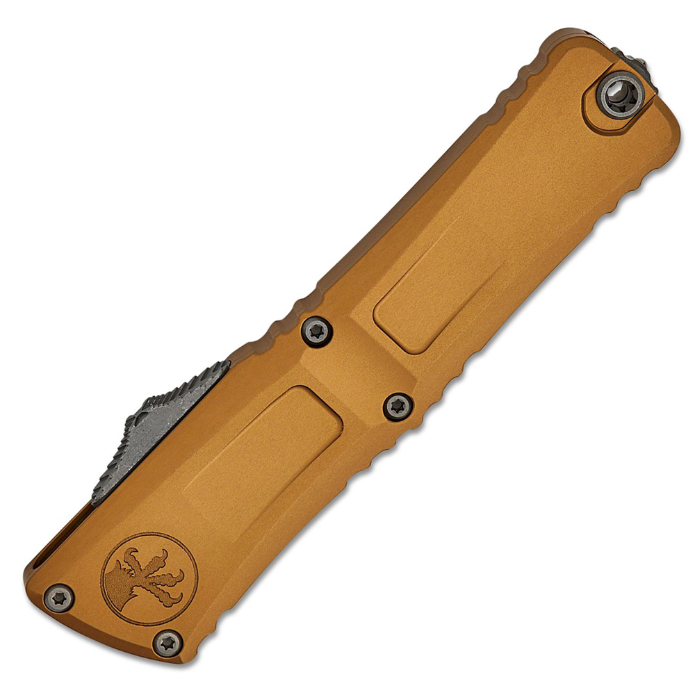 Microtech Combat Troodon Gen III AUTO OTF M390MK Apocalyptic Drop Point Tan Aluminum 1143-10APTA 3