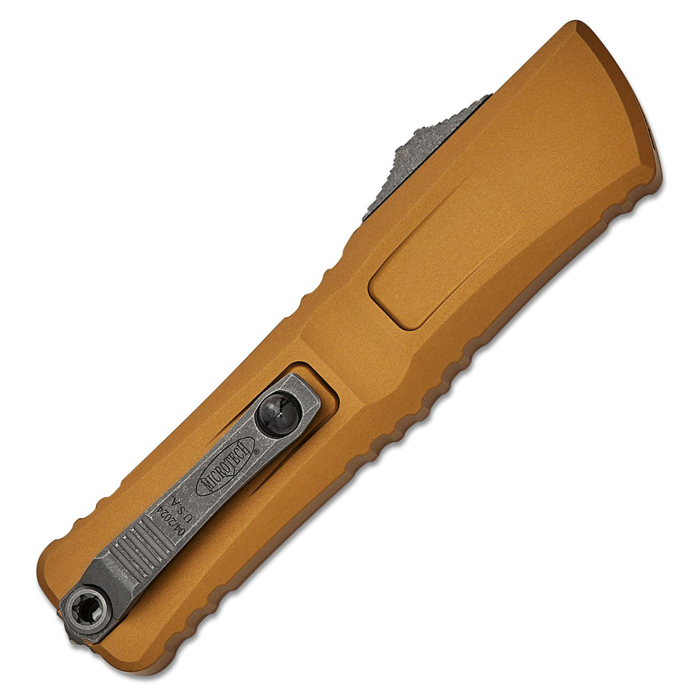 Microtech Combat Troodon Gen III AUTO OTF M390MK Apocalyptic Drop Point Tan Aluminum 1143-10APTA 4