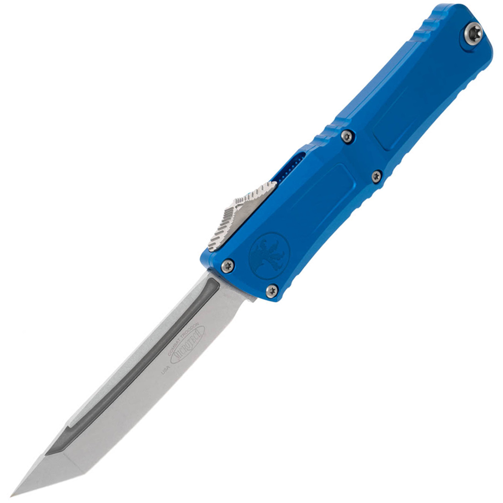 Microtech Combat Troodon Gen III AUTO OTF M390 Tanto Stonewashed Blue Aluminum Handles 1144-10BL 1