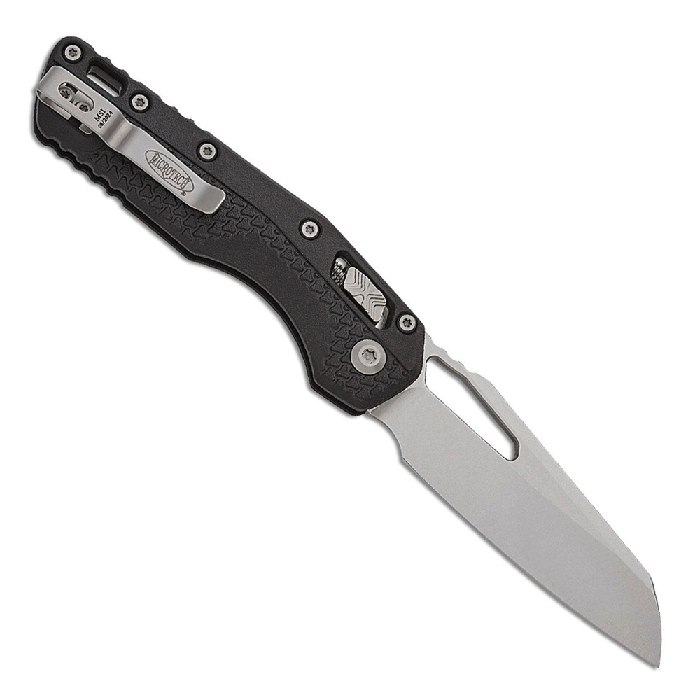 Microtech MSI RAM-LOK 30th Anniversary Manual Bohler M390MK Stonewashed Modified Sheepsfoot Plain Blade Black Injection Molded Polymer 210T-10PMBK30 2