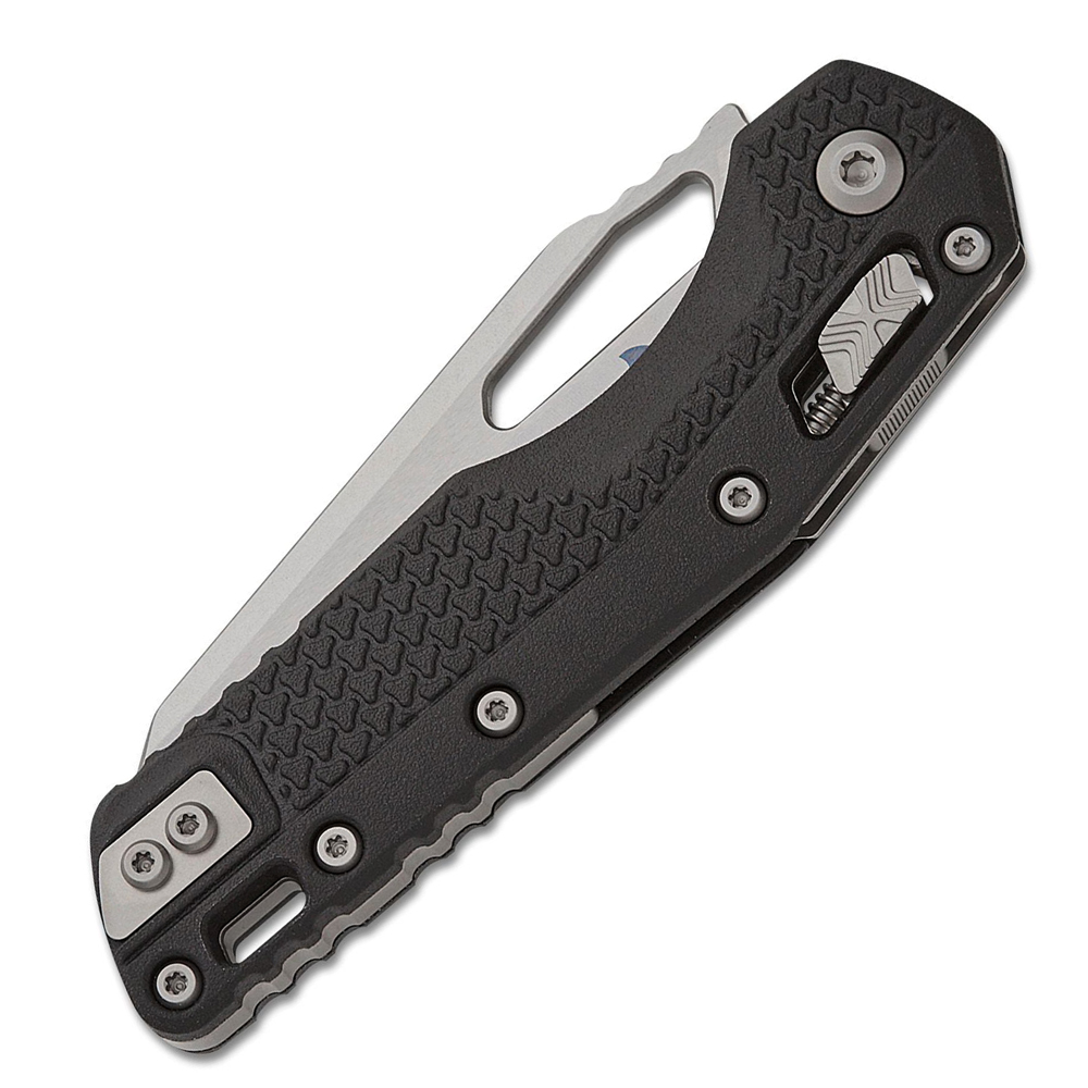 Microtech MSI RAM-LOK 30th Anniversary Manual Bohler M390MK Stonewashed Modified Sheepsfoot Plain Blade Black Injection Molded Polymer 210T-10PMBK30 3