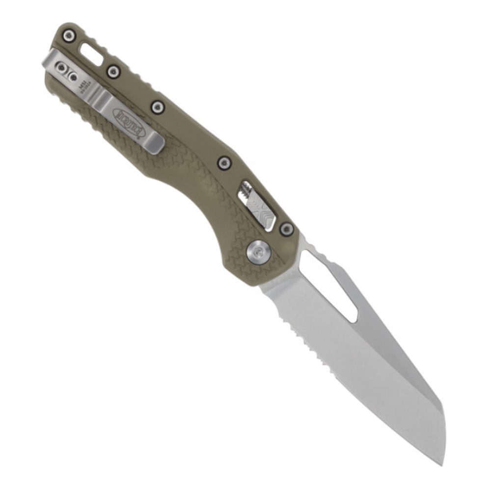 Microtech MSI RAM-LOK Manual Folding Bohler M390MK Stonewashed Modified Sheepsfoot Combo Blade OD Green Injection Molded Polymer Handles 210T-11PMOD 2
