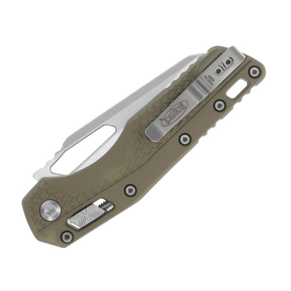 Microtech MSI RAM-LOK Manual Folding Bohler M390MK Stonewashed Modified Sheepsfoot Combo Blade OD Green Injection Molded Polymer Handles 210T-11PMOD 4