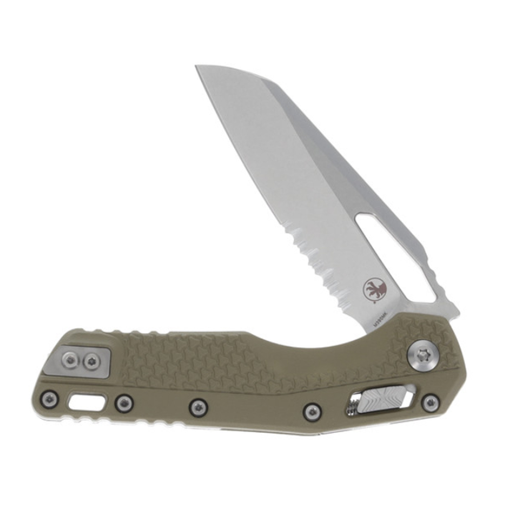 Microtech MSI RAM-LOK Manual Folding Bohler M390MK Stonewashed Modified Sheepsfoot Combo Blade OD Green Injection Molded Polymer Handles 210T-11PMOD 5