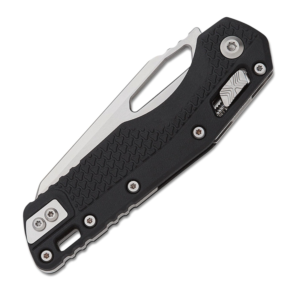 Microtech MSI RAM-LOK Manual Folding Bohler M390MK Stonewashed Modified Sheepsfoot Combo Blade Black Injection Molded Polymer Handles 210T-11PMBK 3
